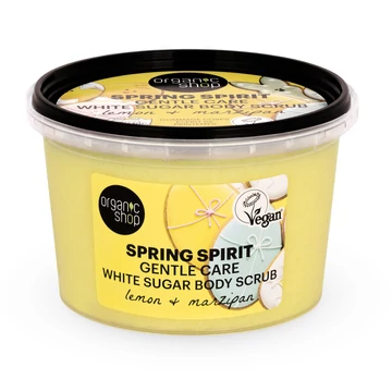 Organic Shop Spring Spirit gyengéd ápoló testradír citrommal és marcipánnal, 250 ml