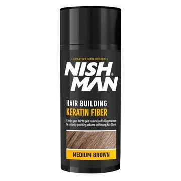 Nish Man Keratin Fiber hajdúsító és színező, középbarna, 20g