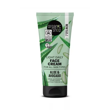 Organic Shop könnyű arckrém aloe verával és avokádóval, 50 ml