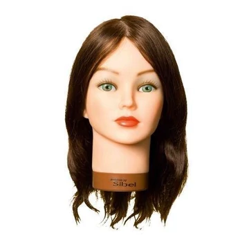 Sibel Kathia gyakorló babafej humán hajjal, 35 cm