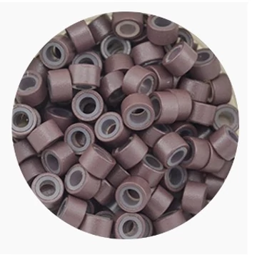 Szilikonos mikrogyűrű hajhosszabbításhoz 4,5 mm barna, 100 db