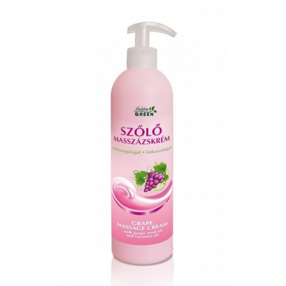 Golden Green szőlő masszázskrém szőlőmagolajjal és kókuszolajjal, 500 ml
