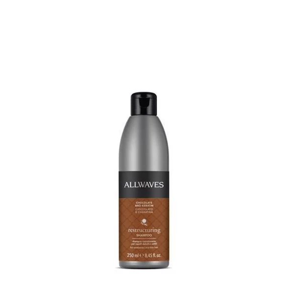 Allwaves Restructuring csokoládé keratin regeneráló sampon roncsolt hajra, 250 ml