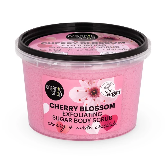 Organic Shop Cherry Blossom hámlasztó testradír cseresznyével és fehér csokoládéval, 250 ml