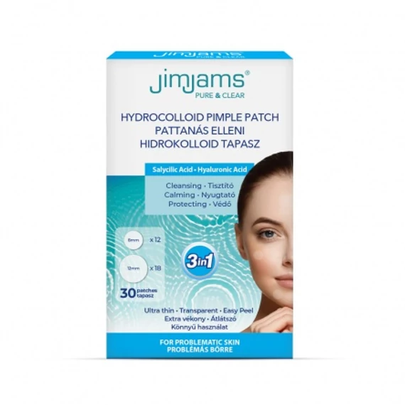 JimJams Pure &amp; Clear Hidrokolloid pattanástapasz BHA + HA, 30db