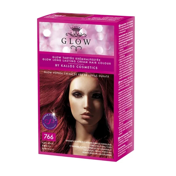 Kallos Glow tartós krémhajfesték 40 ml, 766 rubin vörös