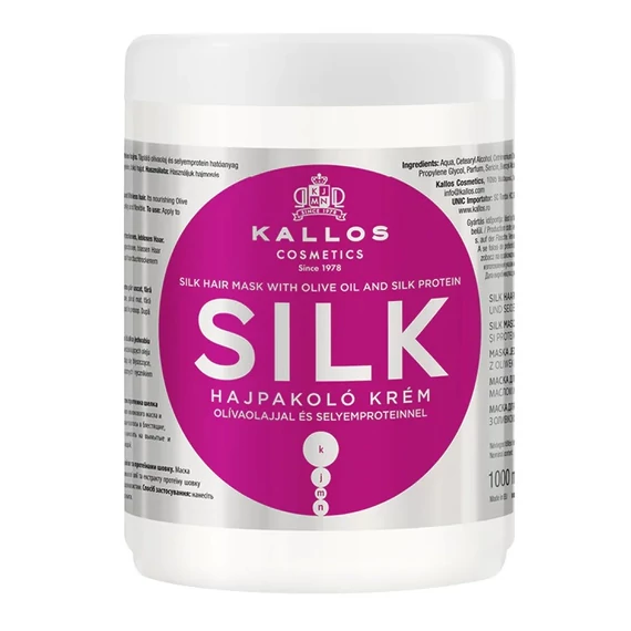 Kallos KJMN Silk hajpakolás olívaolajjal és selyemproteinnel, 1 l