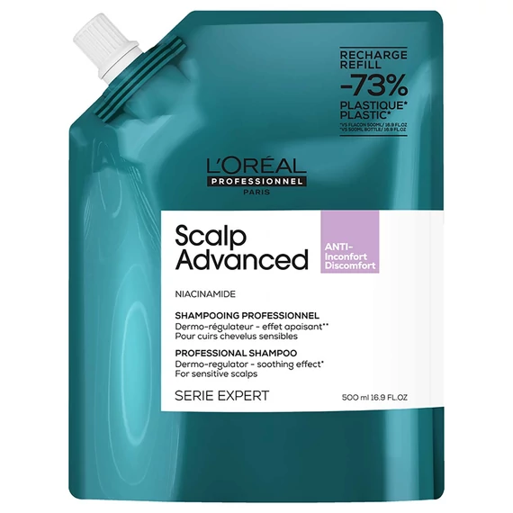 Loreal Scalp Advanced nyugtató sampon érzékeny fejbőrre, utántöltő 500 ml