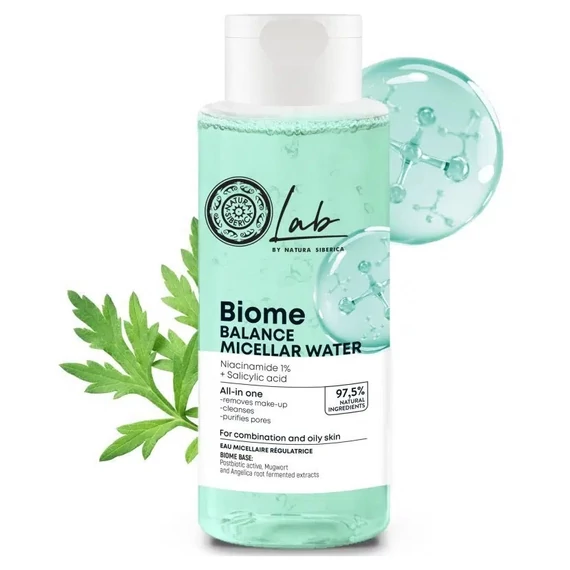 Natura Siberica Lab Biome kiegyensúlyozó micellás víz Niacinamid + Szalicilsav, 400 ml