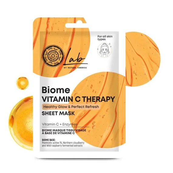 Natura Siberica Lab Biome Vitamin C Therapy fátyolmaszk enzimekkel, 25 g