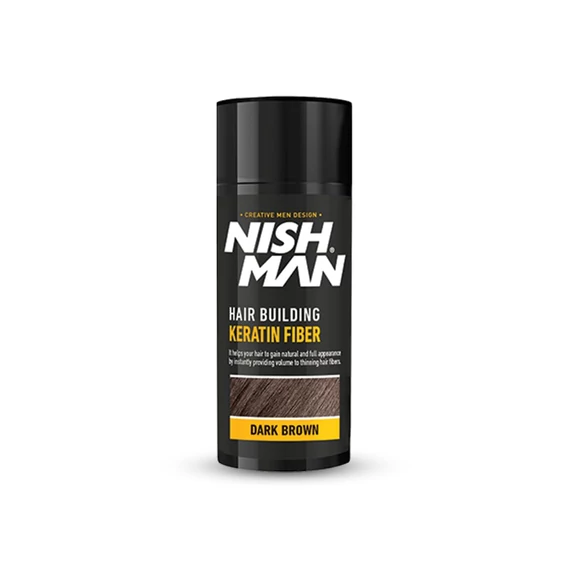 Nish Man Keratin Fiber hajdúsító és színező, sötétbarna, 20g