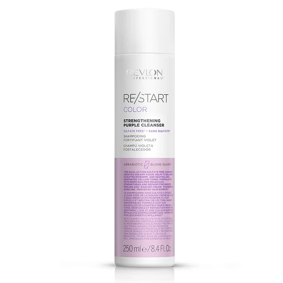 Revlon Restart Color Purple hajerősítő hamvasító lila sampon szőke hajra, 250 ml