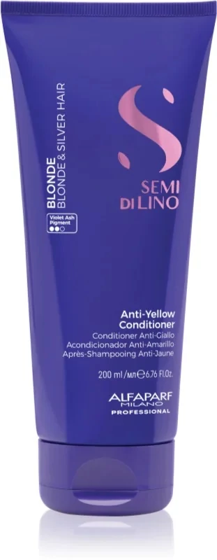 Alfaparf Semi di Lino Blonde Anti-Yellow Low hamvasító balzsam szőke hajra, 200 ml