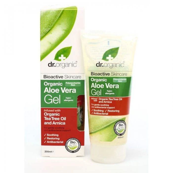 Dr Organic Bio Aloe Vera gél teafa olajjal és árnikával, 200 ml