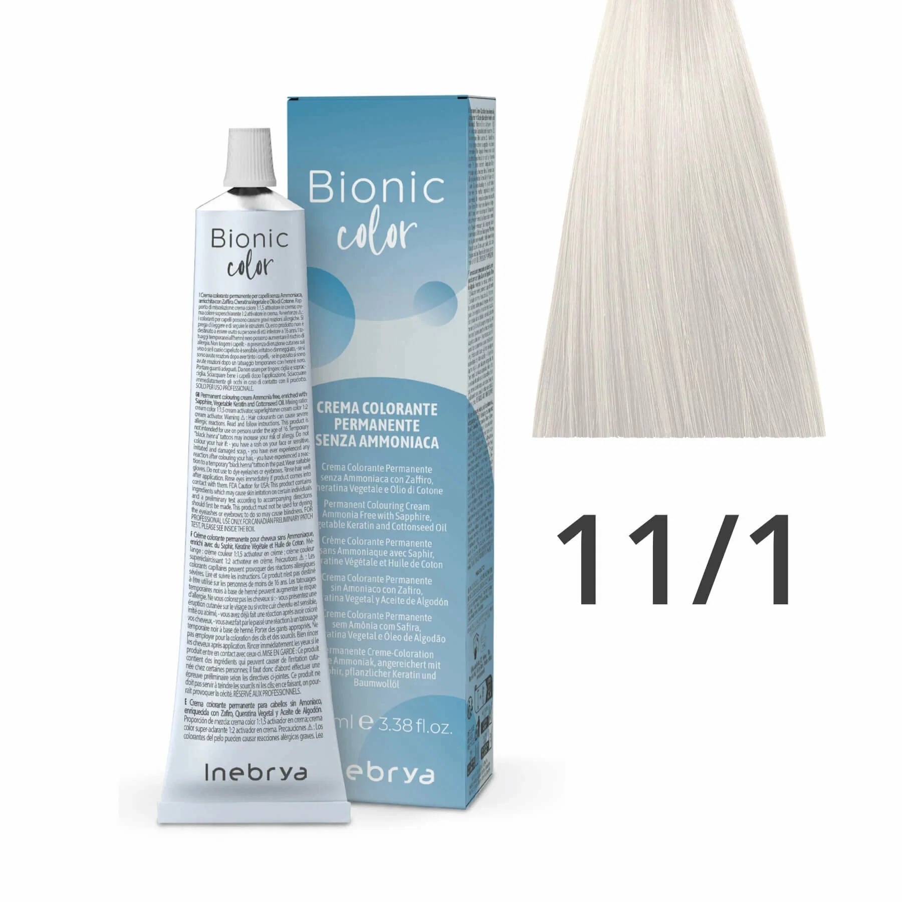 Inebrya Bionic Color ammóniamentes és PPD-mentes hajfesték 11.1