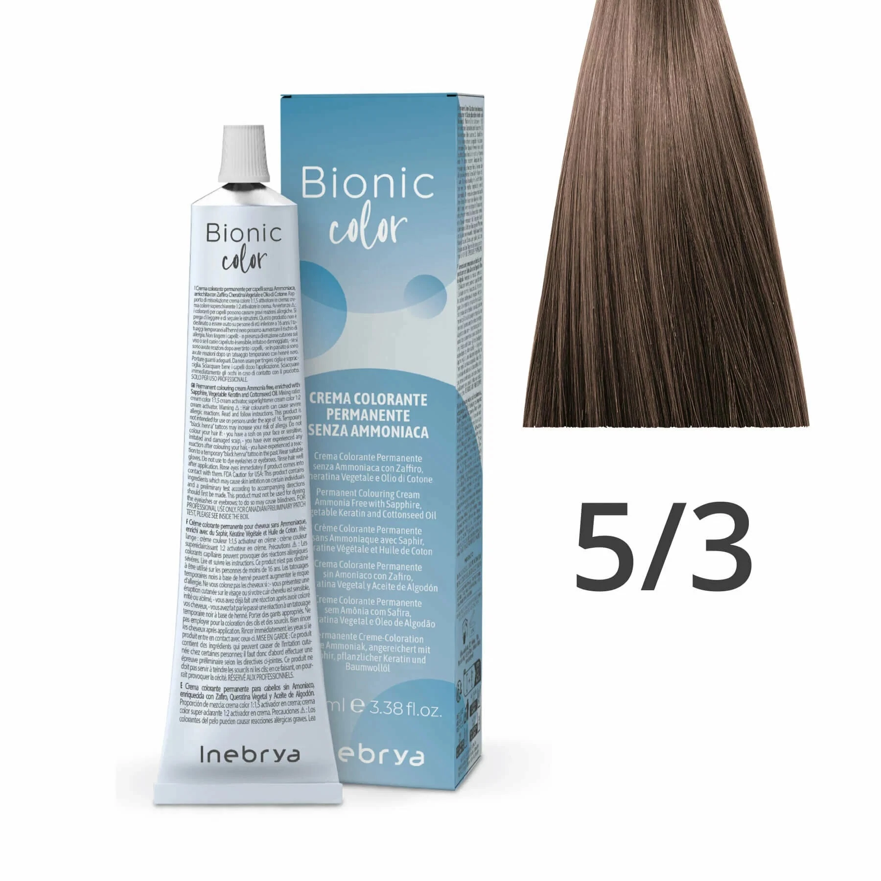 Inebrya Bionic Color ammóniamentes és PPD-mentes hajfesték 5.3