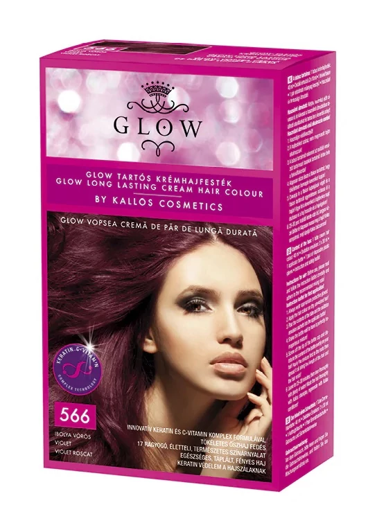 Kallos Glow tartós krémhajfesték 40 ml, 566 ibolya vörös
