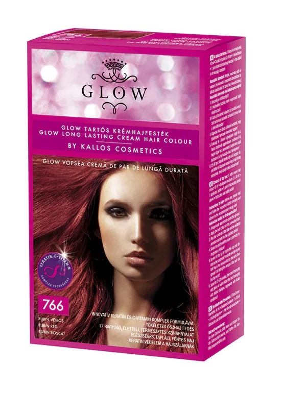 Kallos Glow tartós krémhajfesték 40 ml, 766 rubin vörös