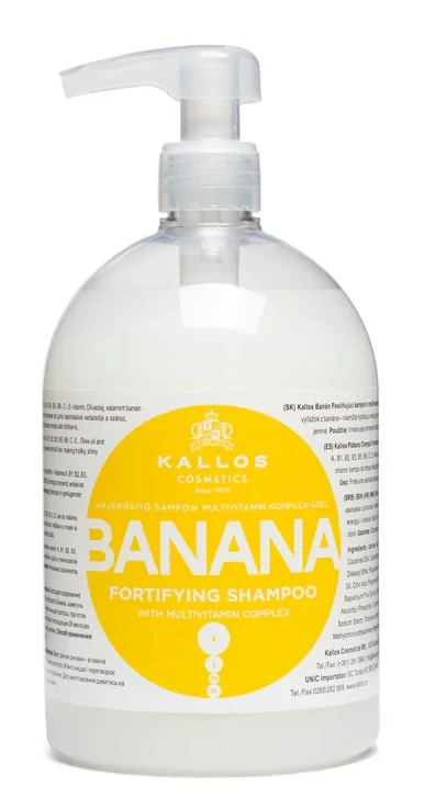 Kallos banán hajerősítő sampon multivitaminnal, 1 l