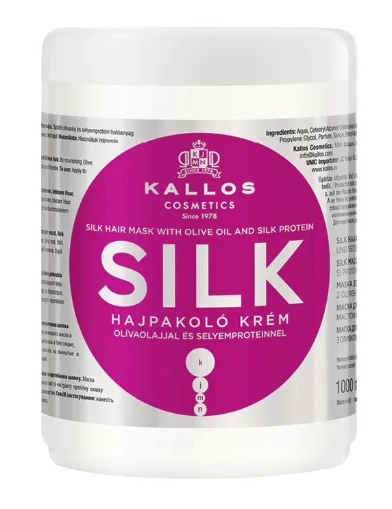 Kallos KJMN Silk hajpakolás olívaolajjal és selyemproteinnel, 1 l