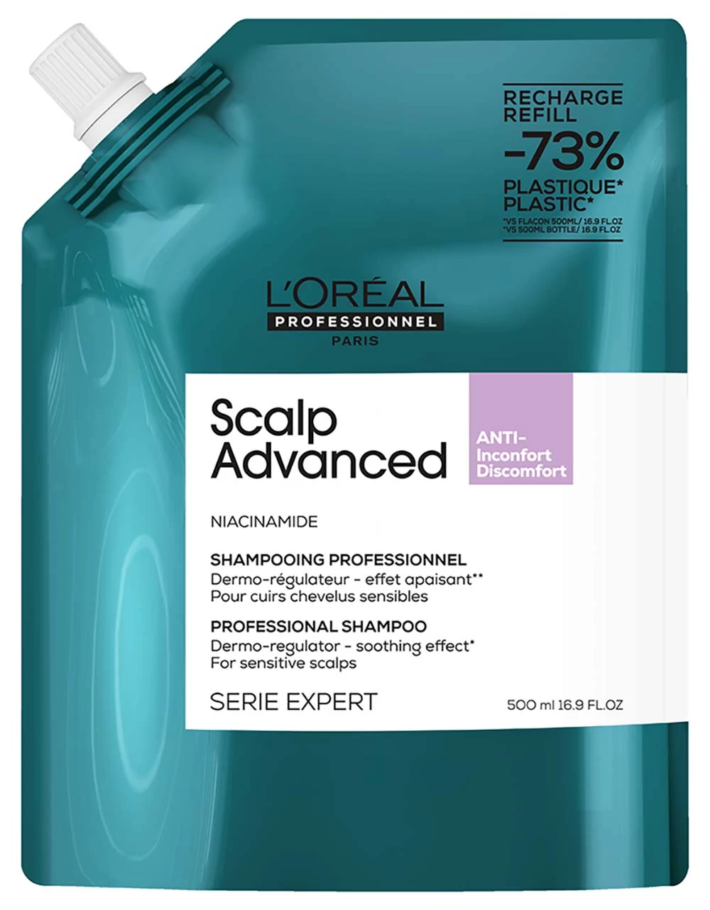 Loreal Scalp Advanced nyugtató sampon érzékeny fejbőrre, utántöltő 500 ml