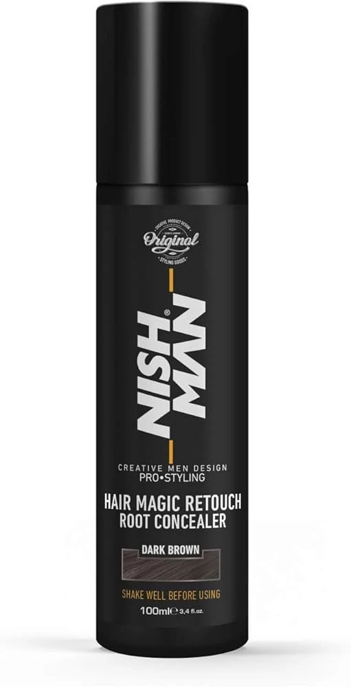 Nish Man Magic Touch hajtő színező spray, sötétbarna, 100 ml