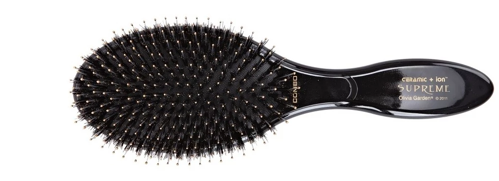 Olivia Garden Expert Care Oval Combo ovális vaddisznósörte bontókefe, fekete
