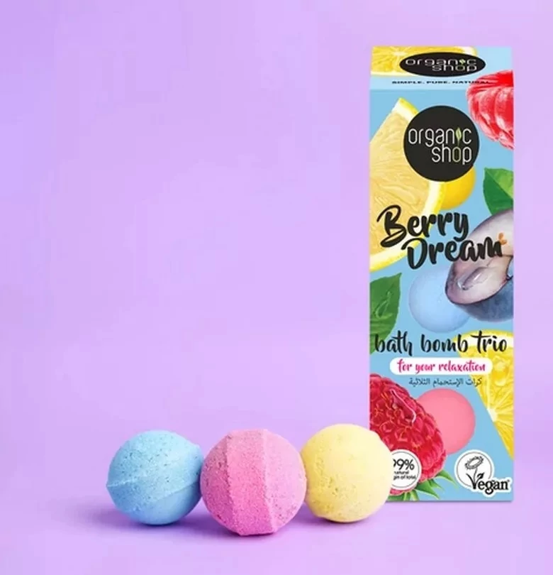 Organic Shop Berry Dream fürdőbomba trió, 3x85 g