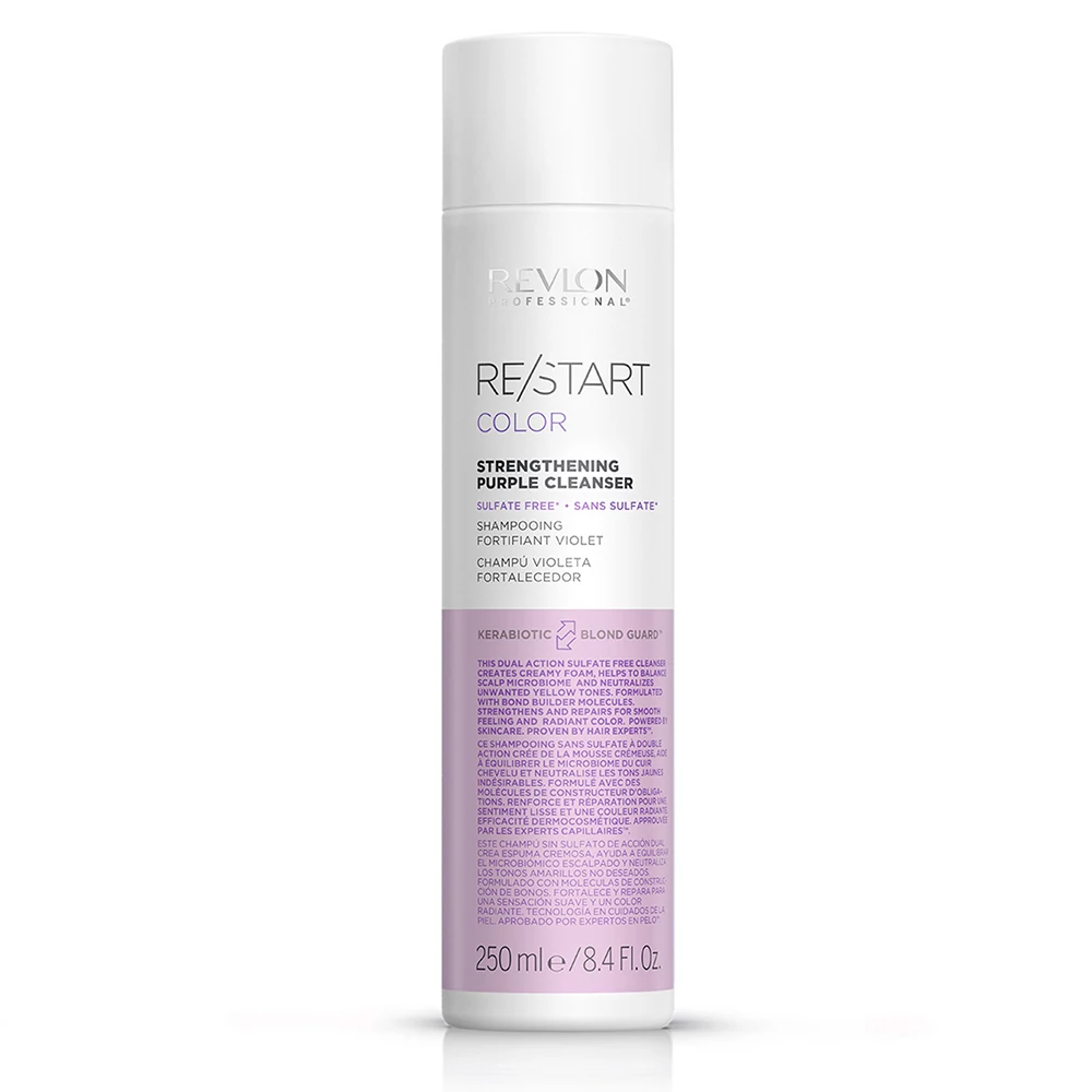 Revlon Restart Color Purple hajerősítő hamvasító lila sampon szőke hajra, 250 ml